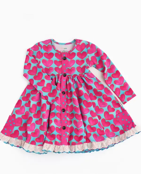 Valentine's Day Blue and Pink Heart Dress